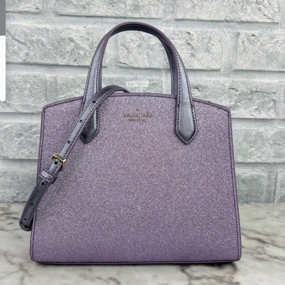 NWT Kate Spade Tinsel Glitter Satchel in hard to find color Lilac Frost - Picture 2 of 8